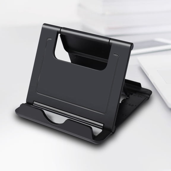 Toyvian Foldable Black Phone Stand with Multi-Angle Adjustable Universal Holder for Smartphones and Tablets on Desk