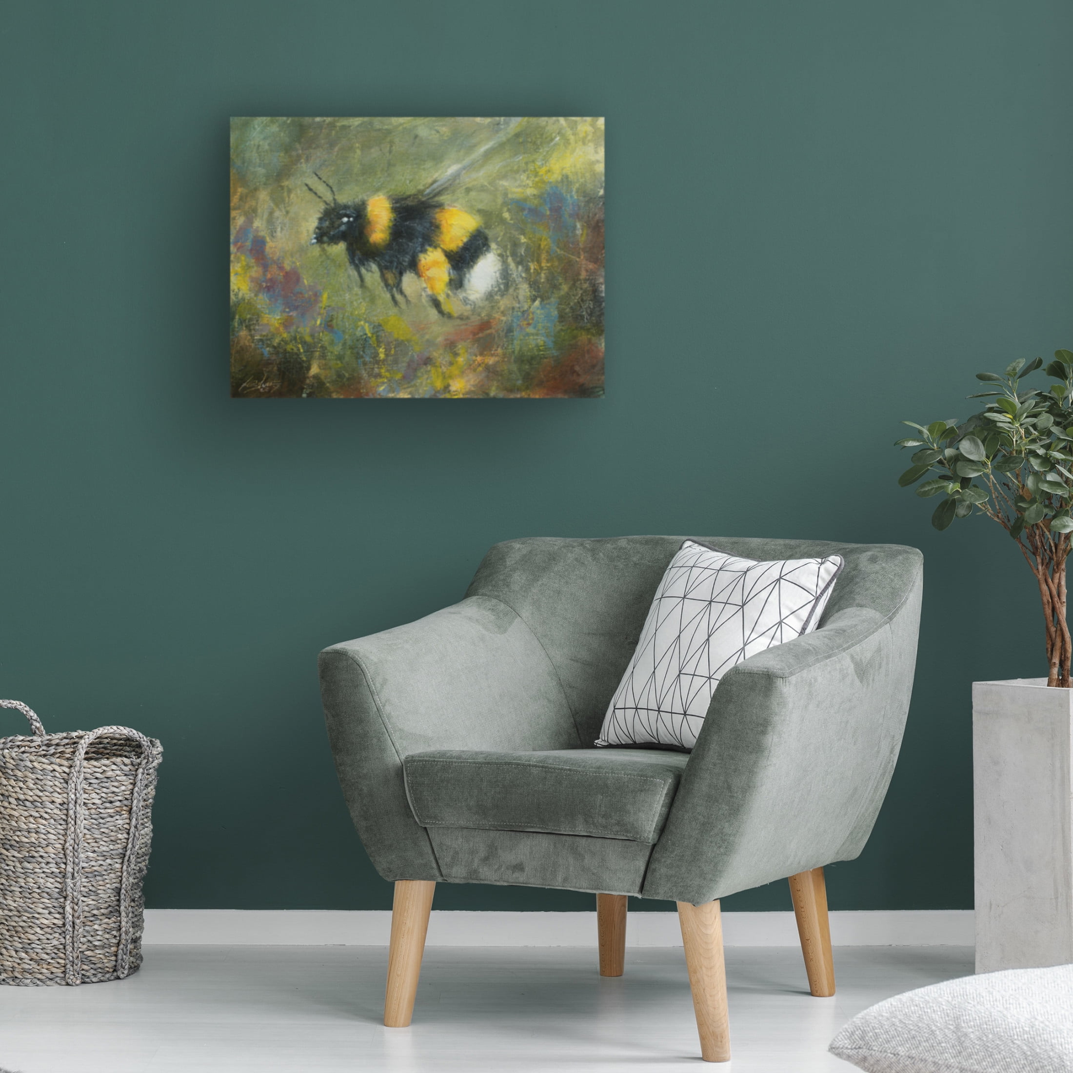 Canvas Wall Art - John Silver 'Bumblebee 3' Wall Art for Living Room, Bedroom, or Office Décor by Trademark Fine Art - 47 x 35 Inches