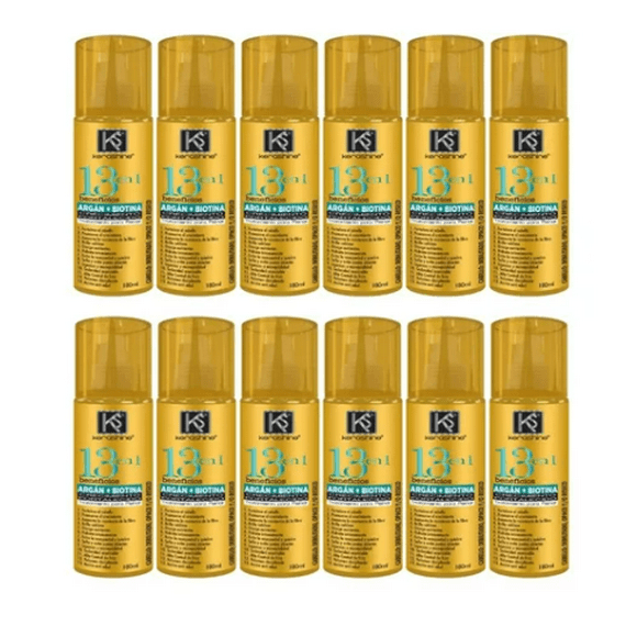 Caja Kerashine Tratamiento Capilar 13 Argán Biotina 180 Ml 12 Pz