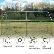 Betisef Medium Metal Chicken Coop Walk-in Poultry Cage Pen Rabbit Duck Habitat Cage Hen Run House with Waterproof&Anti-UV Cover for Outdoor Backyard Farm Use w/pointed roof (13.12’ L×9.84’ W)