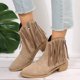 thumbnail image 3 of NECHOLOGY Botas Mujer Adulto Femenino Zapatos Botines mujer Nuevas botas de gamuza con borlas Vintage, botas de tacón grueso y puntiagudo para mujer, botas vaqueras occidentales finas (Khaki, 6.5), 3 of 7