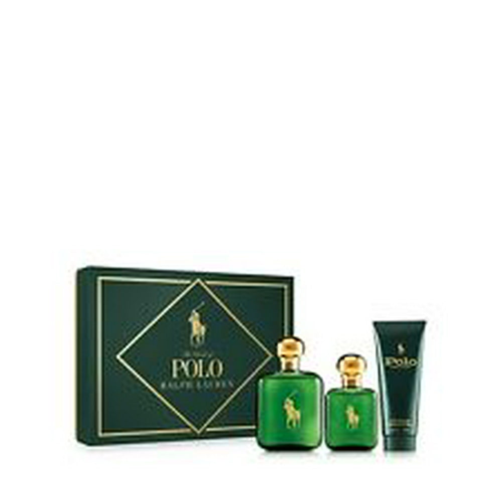 Ralph Lauren Polo Green 3 Pcs gift set 4.0 oz EDT, 2.0 oz EDT & 3.4 oz After Shave Balm by