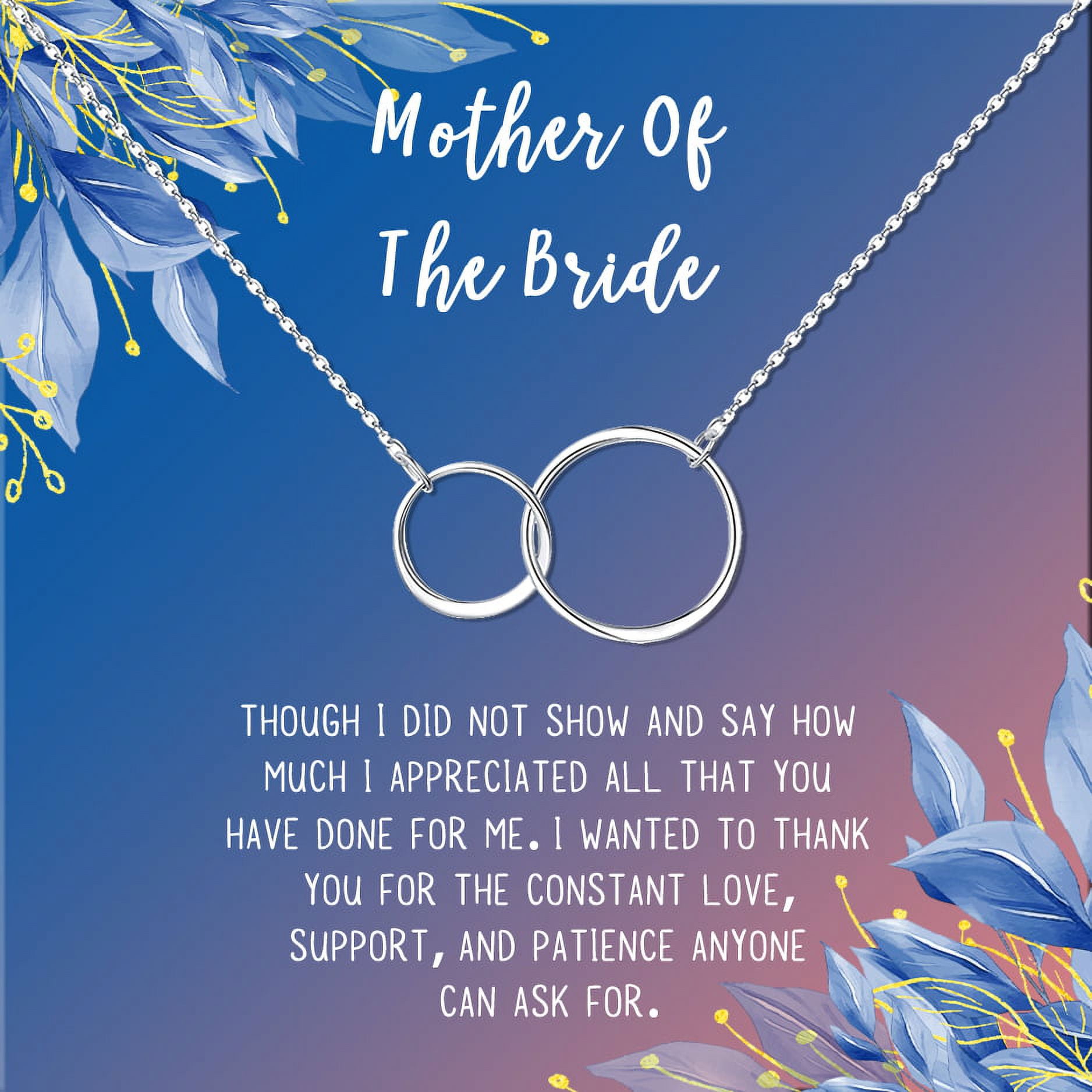 Mother of the Bride Mother's Day Gift, Jewelry Gift for Mother in Law, Necklace and Card Gift Set, Gift for Mom, Gift for Her, Jewelry for Mom [Silver Infinity Ring,Blue-Orange Gradient]