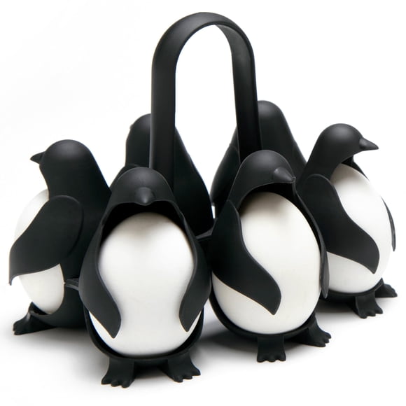 PELEG DESIGN Egguins 3-en-1 Cuisiner, Ranger et Servir Porte-Oeufs, Cuiseur d'Oeufs Durs en Forme de Pingouin pour