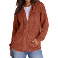 thumbnail image 1 of Suéteres para Mujer, Sudaderas de Punto de Larga con Cremallera, Sudaderas Acanaladas, Sudaderas Casuales Holgadas con Bolsillo. Naranja M, 1 of 8