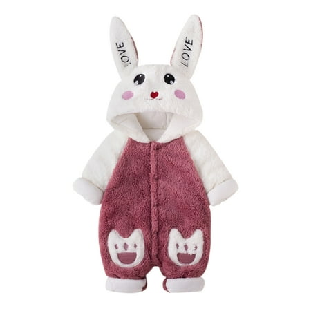 

Youmylove Newborn Infant Baby Girl Boy Cute Animal Long Sleeve Rabbit Ears Fleece Hooded Button Romper Warm Jumpsuit Outfits Coat Jacket Kids Down Coat Outerwear