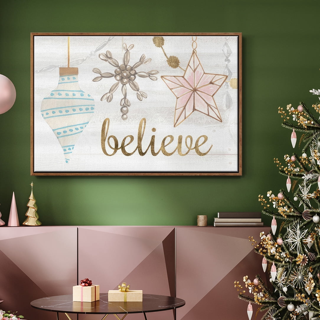 Elegant Ornaments Collection A - Framed Gallery Wrapped Holiday Canvas - 25 x 37 - Rosewood Frame