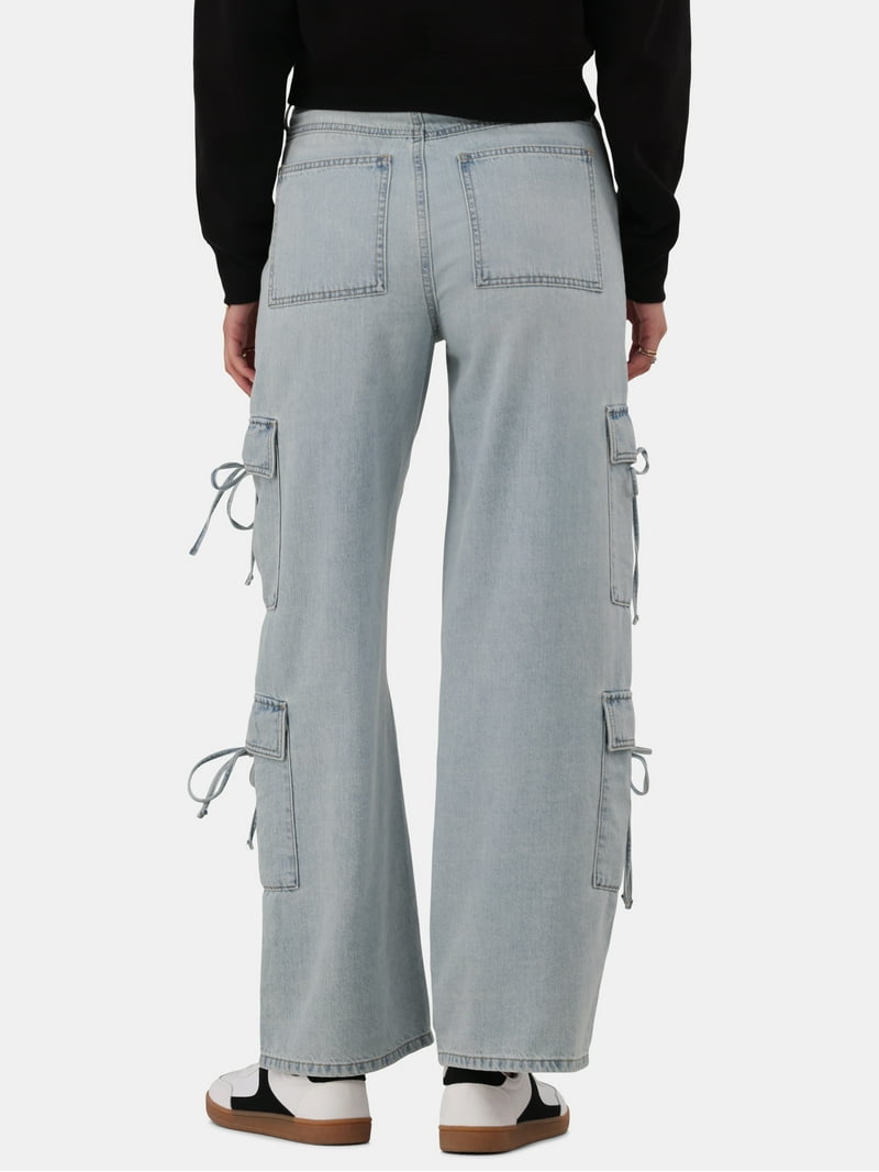 No Boundaries Bow Cargo Jeans, 30.5” Inseam, Women's and Women's