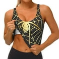 thumbnail image 3 of Fotbe Gold Spider On The Web Sujetador Deportivo Largo sin Aros para Mujer con Almohadillas y Soporte Medio, Transpirable y Absorbente, Camiseta Tipo Chaleco o Tank Top-Large, 3 of 8