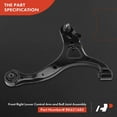 thumbnail image 3 of A-Premium Front Right Lower Control Arm, with Ball Joint & Bushing, Compatible with Hyundai Santa Fe 2007 2008 2009, Replace # K621685 CMS90153, 3 of 8