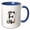 Blue/White, variant on 3drose, Nice Letter E. Halloween Monogram, Broom, Wizard Hat, Cat Art Gift, 11oz Mug