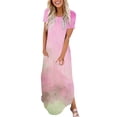 thumbnail image 1 of Ovzne Robes d'Été pour Femmes 2025 Robe pour Femme Mode Robe Décontractée Imprimée à Manches Courtes Col Rond avec Poches Robe de Printemps Manches Courtes Imprimée en Liquidation, 1 of 5