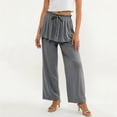 thumbnail image 2 of Noric Women Straight Leg Peplum Pants with Pockets High Waisted Drawstring Casual Summer Flowy Palazzo Pants Loose Fit, 2 of 7