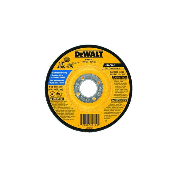 DEWALT DW8414 4-1/2" X 1/4" X 7/8" Stainless Steel Grinding Wheel