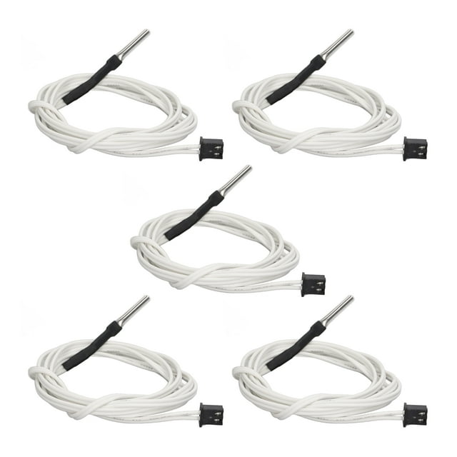 Câble de Thermistance, Résistance à la Corrosion Acier Inoxydable Thermistance 100K 5 Pcs Précis pour Lit Chaud 1m/39.4 Po,2m/78.7 Po