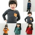 thumbnail image 5 of Autumn Winter Kids Thicken T-shirt Casual Pocket Decor Blouse Long Sleeve Turtleneck Tops, 5 of 5