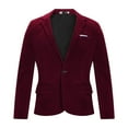 thumbnail image 6 of Mens Velvet Blazer Coat Slim Fitting Tuxedo Suit Jacket for Prom Wedding Party Dinner Button Blazer Jackets Wine 4XL, 6 of 6