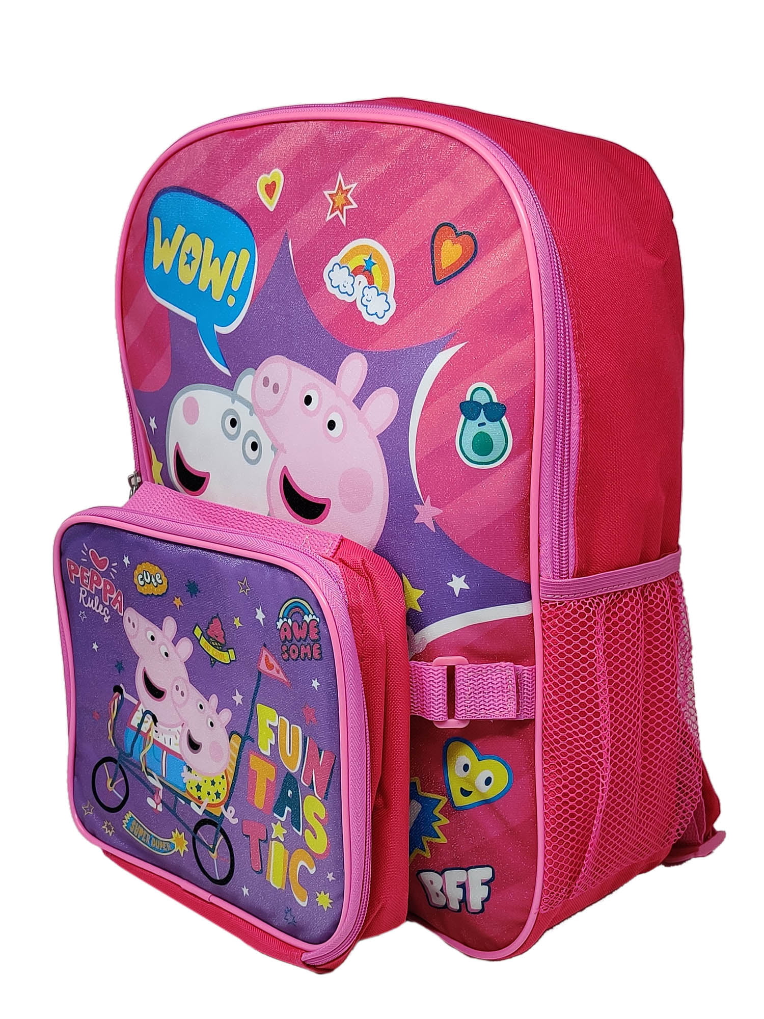Screen Legends Peppa Pig Backpack and Lunch Box Set - Bundle with 15 Peppa Pig Backpack, Lunch Bag, Tattoos, and More | Peppa Pig Backpack for Girls