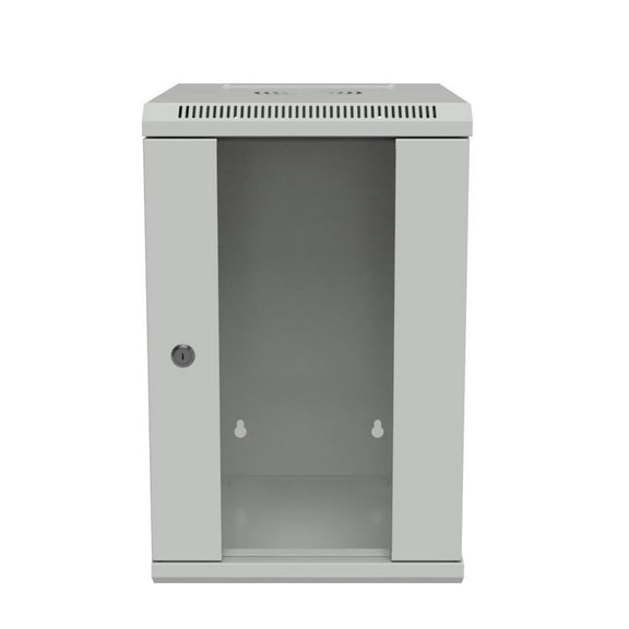 NavePoint 15.75 in Wall Mount Network Cabinet, 9U, Glass, Reversible, Gray