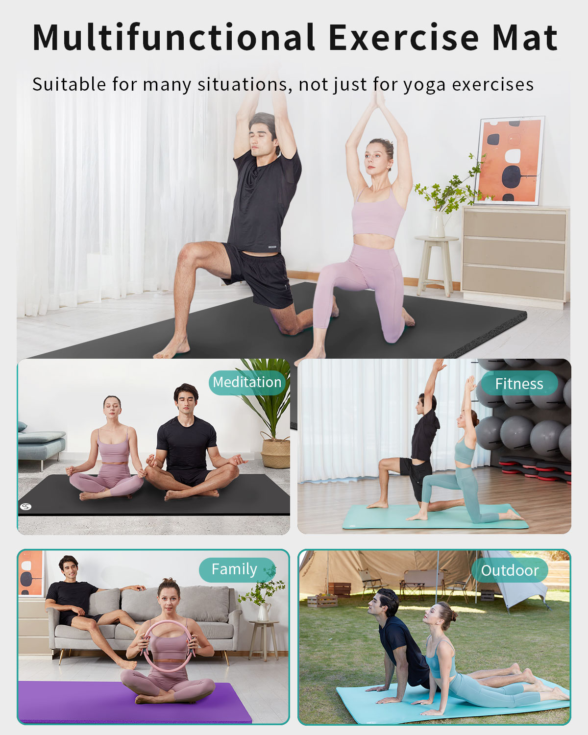 YR Extra Large 10mm Yoga Mat, Black photo 6