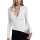 thumbnail image 5 of Body sexy de punto acanalado con botones para mujer, cuello en V, casual, sin mangas, camisetas sin mangas, camiseta Henley de verano, 5 of 5