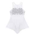 thumbnail image 3 of Sxiwei Kids Girls Sleeveless Shiny Sequins Lyrical Dance Dress High Low Ballet Dress Ballerina White 10, 3 of 7
