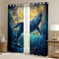 thumbnail image 2 of Whale 30%-50% Blackout Curtains for Bedroom Dreamcatcher Curtains for Living Room 2 Panels 38"Wx45"L,Boho Feather Curtains Drapes Nautical Sea Animals Window Curtains, 2 of 6
