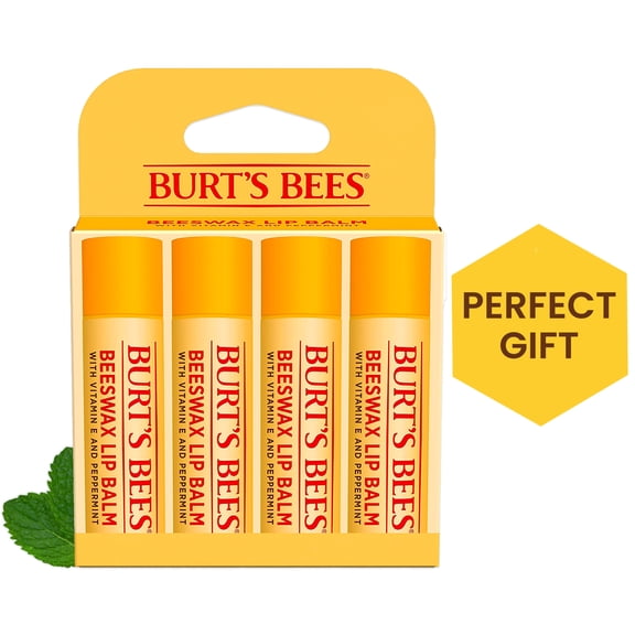 Burts Bees 100% Natural Origin Moisturizing Lip Balm, Original Beeswax, 4 Tubes