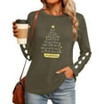 thumbnail image 5 of HOMBOM Womens Long Sleeve Tops Christmas Outfits Ugly Army Green Xmas Snowflakes T Shirts for Women, 5 of 9