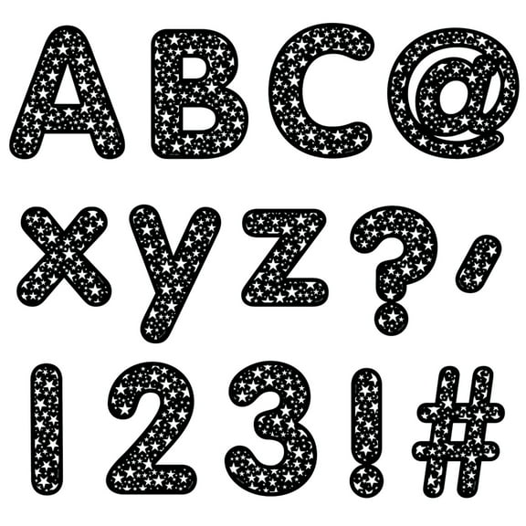 Creative Teaching Press Core Decor Stars on Black Designer Letters, 206 Pieces