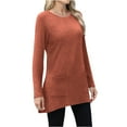 thumbnail image 6 of Miluxas Women's Long Sleeve Round Neck Shirts Fall Solid Color Loose Casual T-Shirt Top with Pocket Orange XL(XL), 6 of 9