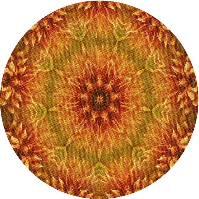 Ahgly Company Tapis Rond Lavable en Machine Intérieur Transitionnel Rouge, 4 Pieds Rond