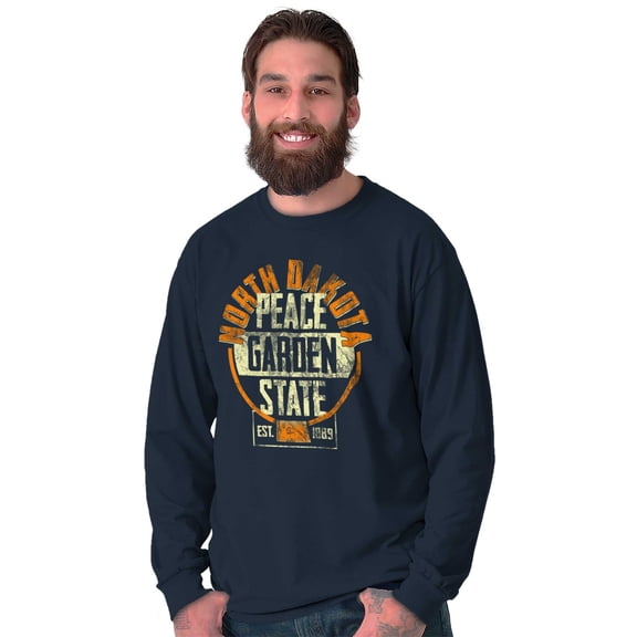 North Dakota Peace Garden State Map Long Sleeve TShirt Men Women Brisco Brands S