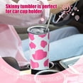 thumbnail image 5 of Cow Print Tumbler with Lid and Straw Stainless Steel Insulated Thermal Slim Cows Skinny Tumbler 20 oz Cow Print Cups Cute Coffee Cup with Lid and Straw Cow Print Mug for Women (Pink and White), 5 of 5
