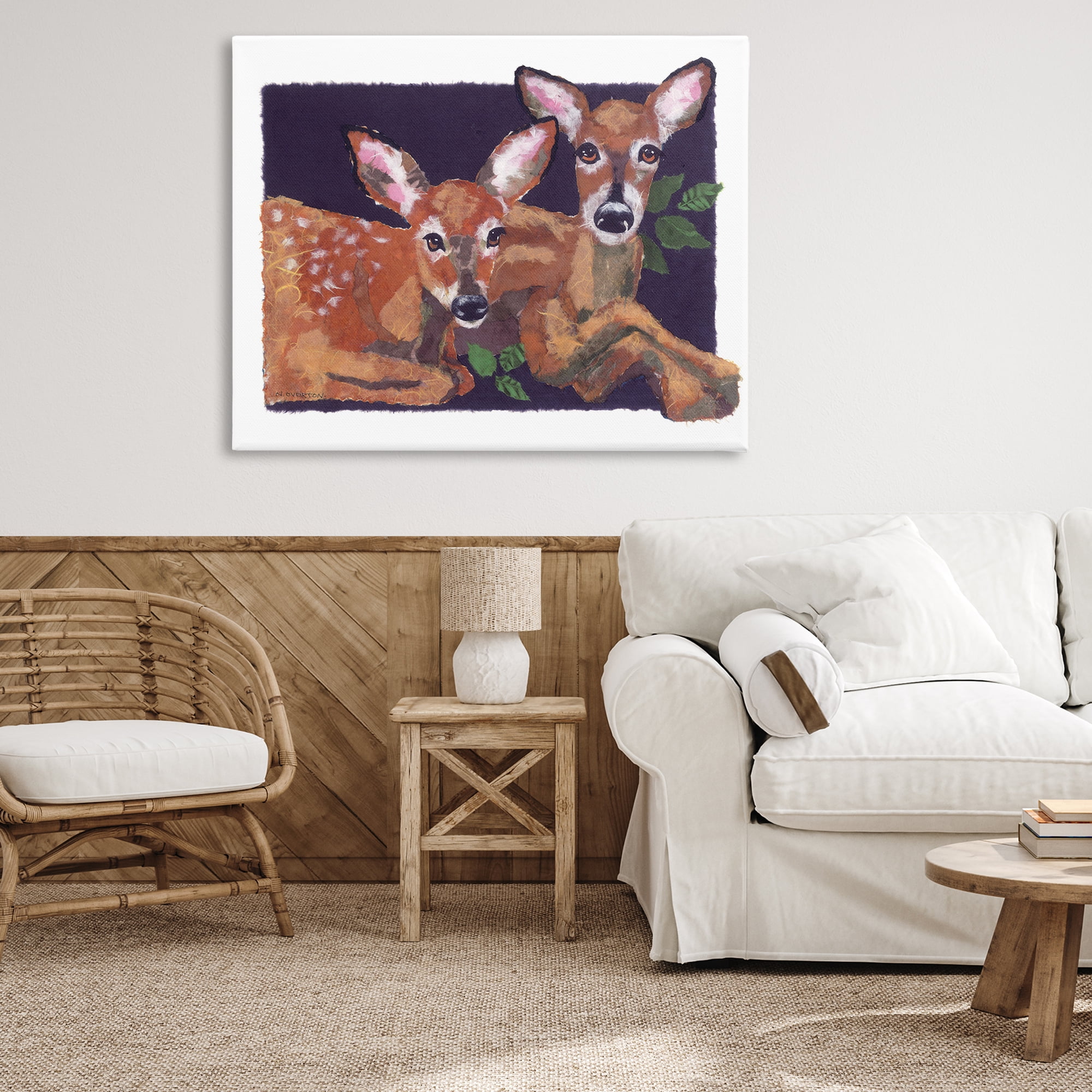 Stupell Industries Fawn Siblings Portrait Animals & Insects Painting Gallery Wrapped Canvas Art Print Wall Art, 48 x 36