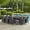 Espresso Beige, variant on Modway Convene 11-Piece Rattan Aluminum Patio Dining Set in Espresso/Turquoise