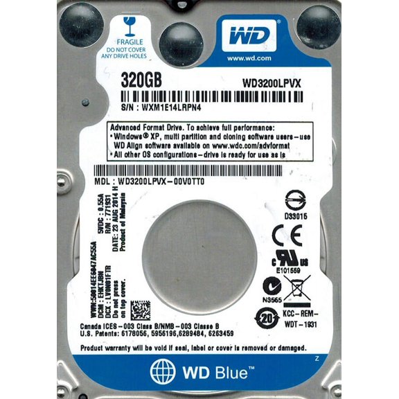 Western Digital WD3200LPVX-00V0TT0  DCM: EHKTJBN 320GB