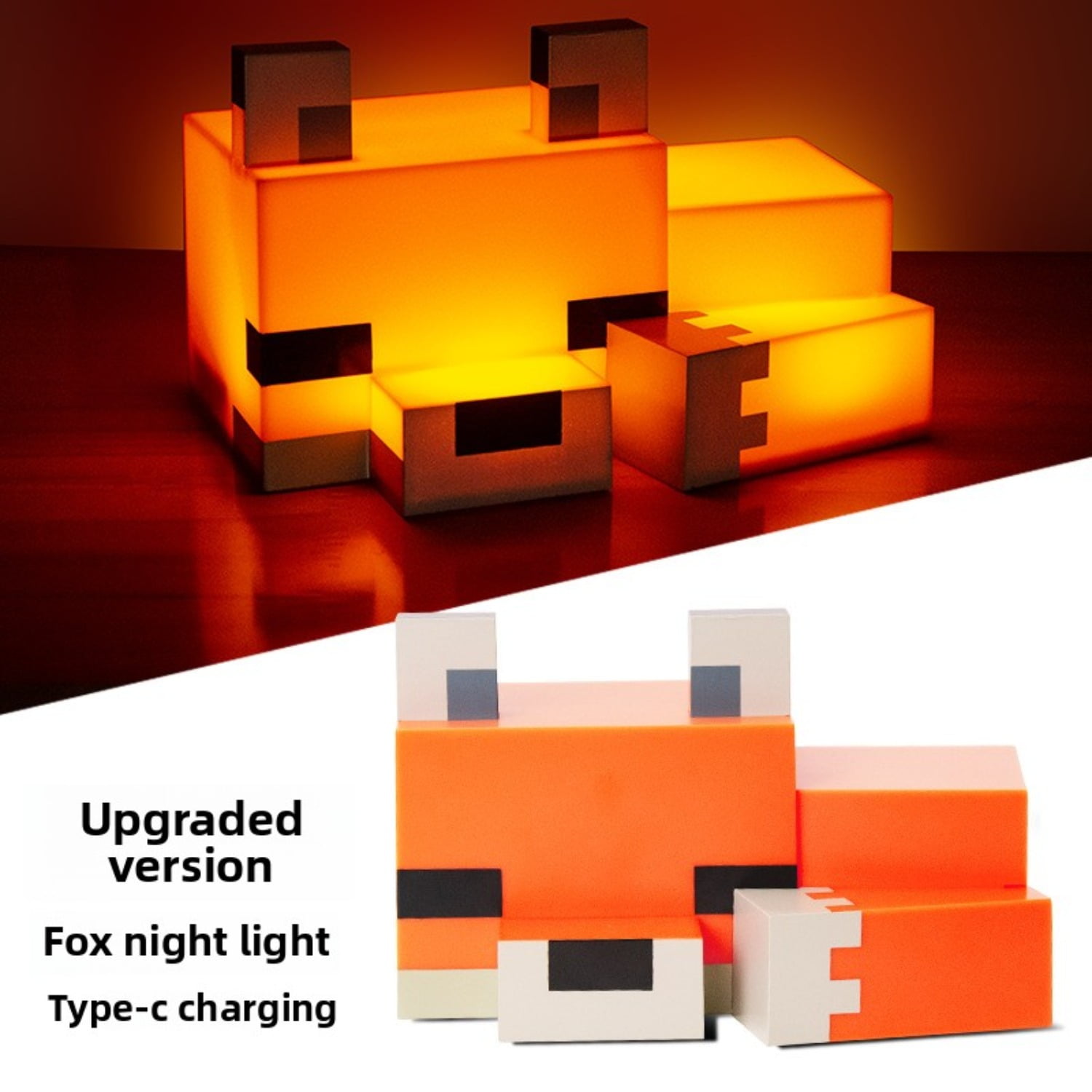 D.FAMILY Cute Fox Night Light, Soft Orange Glow, Desk Lamp for Gaming Room or Kids and Tween Bedroom