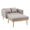 thumbnail image 5 of Teddy Chaise Lounge Indoor with 3 Reclining Angles, Modern Sleeper Chair Bed, Convertible Lounge Chair with Solid Tapered Metal Legs, Modern Tufted Sofa with2 Pillows, for Living Room, Bedroom, Gray, 5 of 7