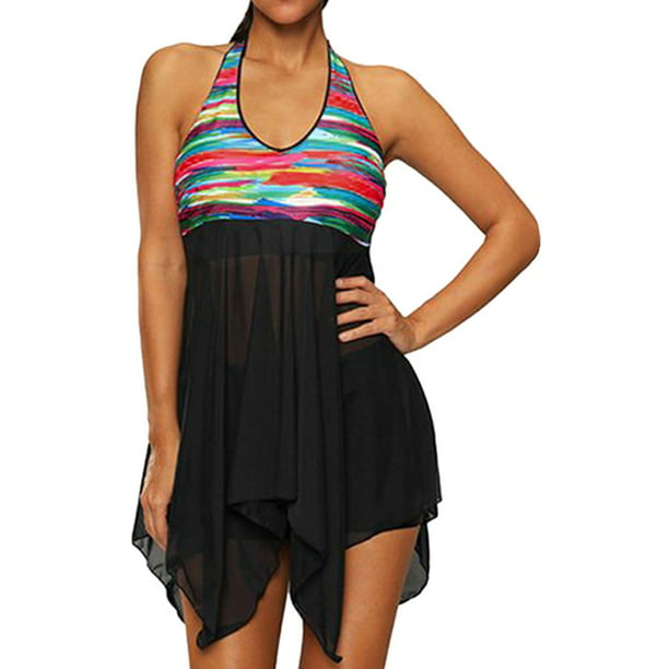 Nlife - Women Colorful Backless Boxer Halterkini Swimsuit - Walmart.com ...