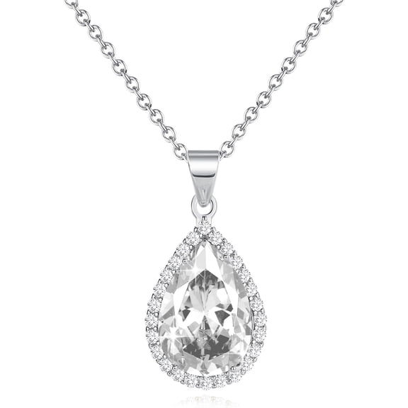 Diamond Teardrop Pendant Necklaces for Women Crystals Birthstone Costume Jewelry Gifts for Women，Gold Plated 17.92   1.97 inch Chain