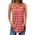 thumbnail image 3 of pstuiky Tank Top Athletic Tank, Fashion Women Sleeveless V Neck Printed Blouse Casual Summer Top Flared Hem Loose Fit Ladies Tunic Tank for Daily Wear or Beach Outings Red XL, 3 of 6
