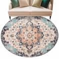 thumbnail image 2 of Orange Blue Large Round Rug 8 FT, Non Slip Living Room Area Carpet, Boho Geometric Middle Century Abstract Western Washable Soft Circle Rug Non-Shedding Floor Carpet for Bedroom Office Dining Room, 2 of 9