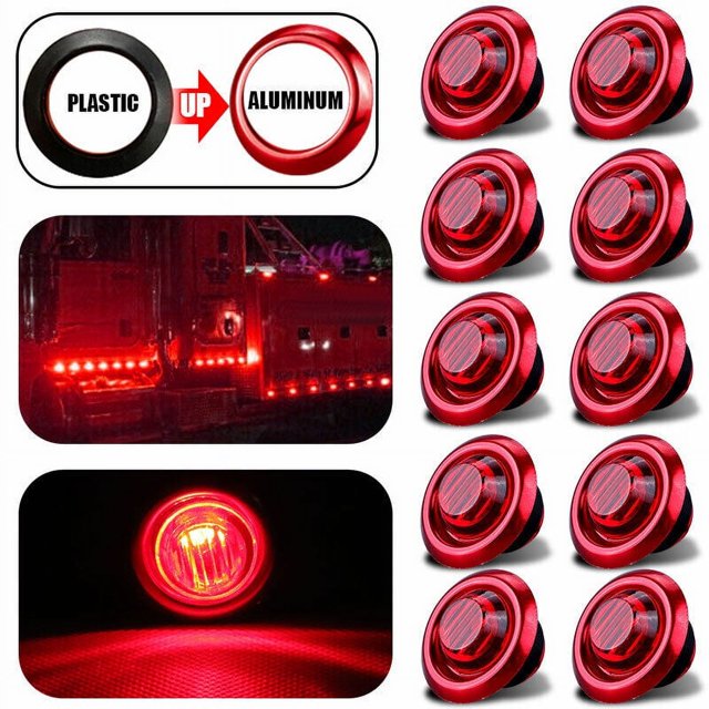 10X 3/4 "12V 24V luces de posición LED camión remolque indicador de bala lateral redondo rojo