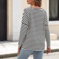 thumbnail image 7 of ABATAB Womens Striped Long Sleeve Shirt Round Neck Tops Casual Loose Tshirts Fall Basic Tops, 7 of 7