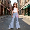thumbnail image 5 of XINXIAOO Girls School Uniform Pants Wide Flare Leg with Pockets Comfort Back to School Outfits for Girls Girls Boys Size 7-8 Years, 5 of 5
