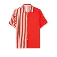 thumbnail image 5 of MODA NOVA Big & Tall Men's Color Block Short Sleeve Button Striped Shirts Red White 3XLT, 5 of 5