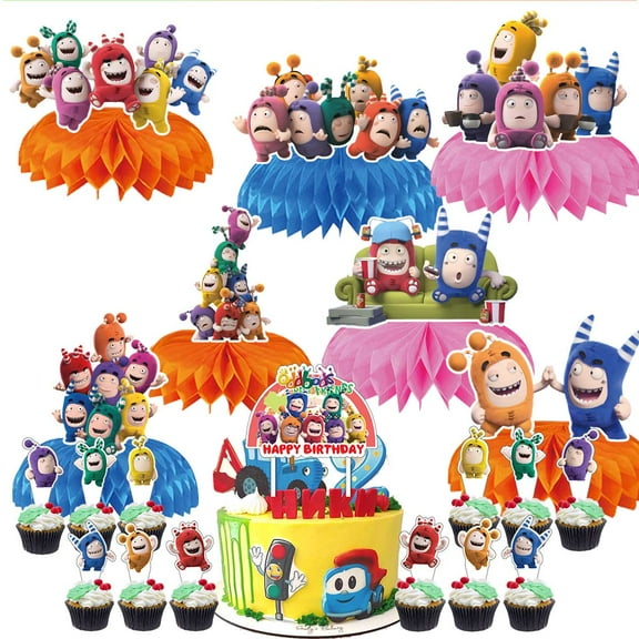 oddbods Party Decor Supplies Honeycomb Centerpieces Table Toppers Cake Toppers Decorations for Birthday