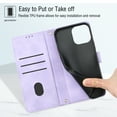 thumbnail image 5 of Wallet Case for iPhone 11, Skin-Friendly PU Leather Shoulder Strap Lanyard Crossbody Magnetic Clasp Flip Folio Cover with Card Slots Holder Kickstand Shockproof Case for iPhone 11,Purple, 5 of 6