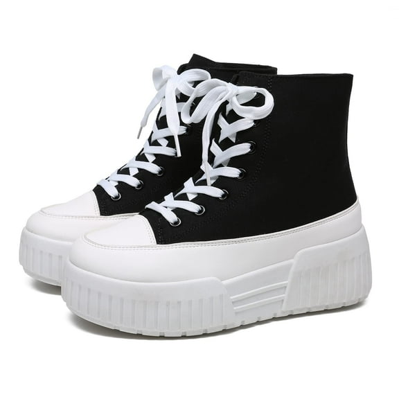 CHEERMORE Women Platform Female Casual Canvas Shoes Adult US 7 Black